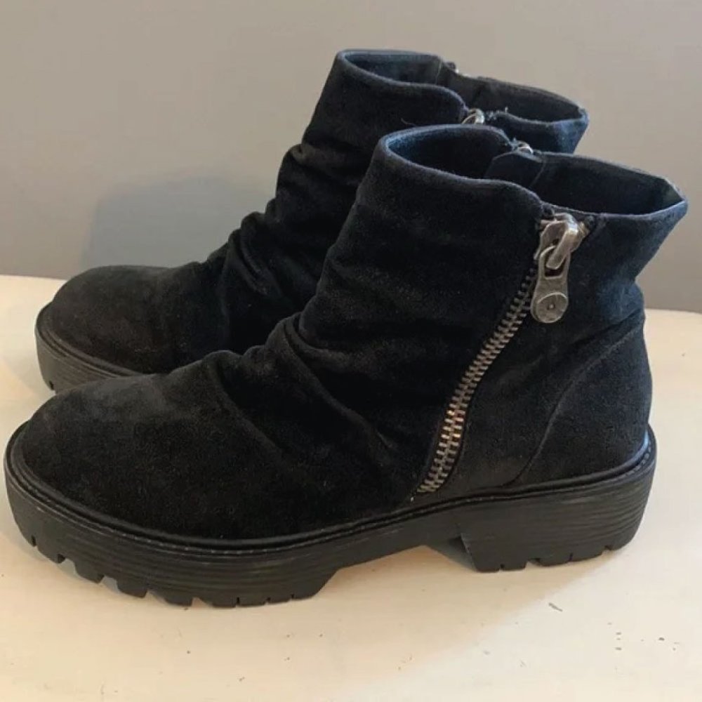 Blowfish black platform chunky moto side zip ankle boots 8.5